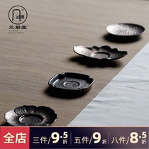 Sanqintang tea cup mat Tea tray Ceramic Jingdezhen small pot cup holder Metal glaze cup mat Kung Fu Tea Road spare parts