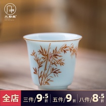 Sanqintang tea set Jingdezhen hand-painted glazed white porcelain tea cup Kung Fu tea set Male and female master cup single cup