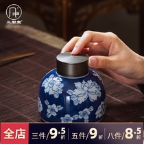 Sanqintang tea pot Tea warehouse Ceramic blue and white Celadon storage tea pot Jingdezhen authentic tea set sealed pot S53003