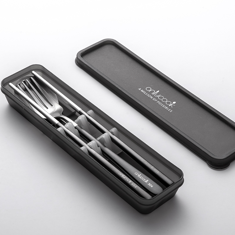 Onlycook portable tableware three - piece 304 stainless steel chopsticks chopsticks spoons fork spoon set tableware box of students