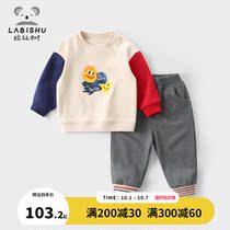 f Rabbi tree childrens clothing childrens suit boys two-piece set 2021 Spring and Autumn New Baby leisure sportswear