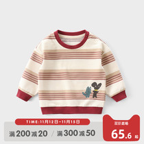 Rabbi tree childrens dress childrens plaid stitching sweater boys pullover 2021 Spring and Autumn New Baby Fashion top