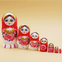  Matryoshka Russian characteristics handicraft childrens toys 7-layer basswood flower painting birthday gift ornaments