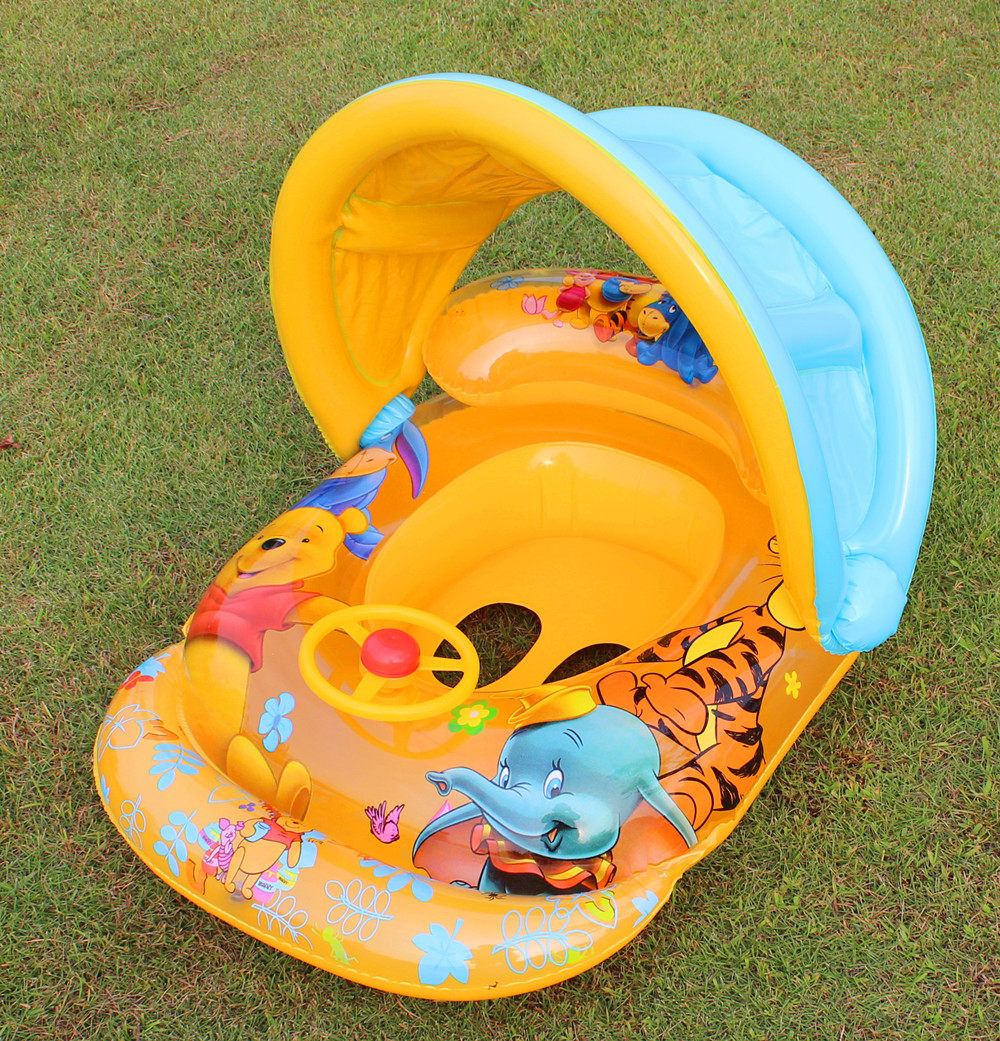 正品宝宝遮阳坐圈 儿童游泳圈小孩坐圈婴幼儿腋下游泳艇座圈加厚