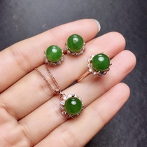 s925 silver ring pendant earrings set empty support round 5*56*67*78 * 8mm fresh and beautiful Joker women