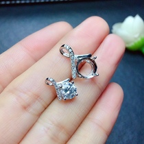 s925 silver pendant empty back round 6*68 * 8mm simple delicate womens faceted egg noodles Joker Japan and South Korea