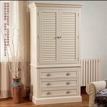 Mediterranean wardrobe American country modern simple open wardrobe pastoral lockers all solid wood custom