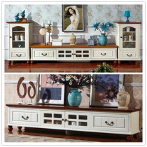 Mediterranean full solid wood TV cabinet coffee table combination American vertical cabinet floor cabinet living room locker small apartment custom
