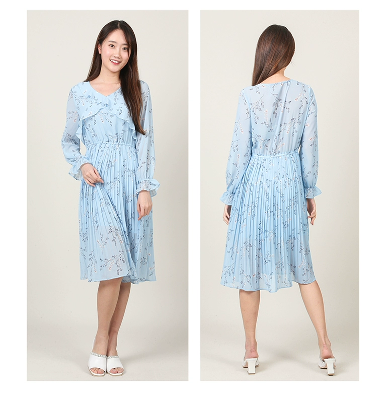 Bescarol / Bezcarlo dress 2021 váy voan cao eo mùa xuân loe tay áo dài 632037 - Váy eo cao