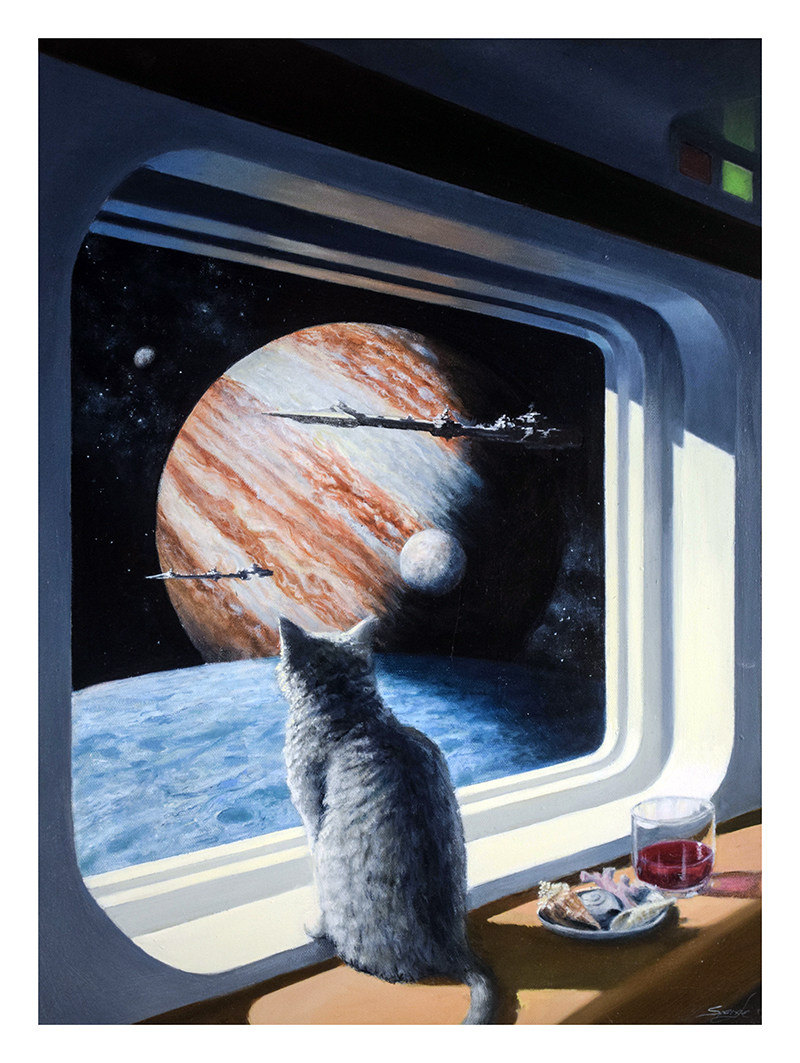 猫咪遨游太空 喵星人宇宙探索 科幻冒险海报 卧室客厅挂画装饰画