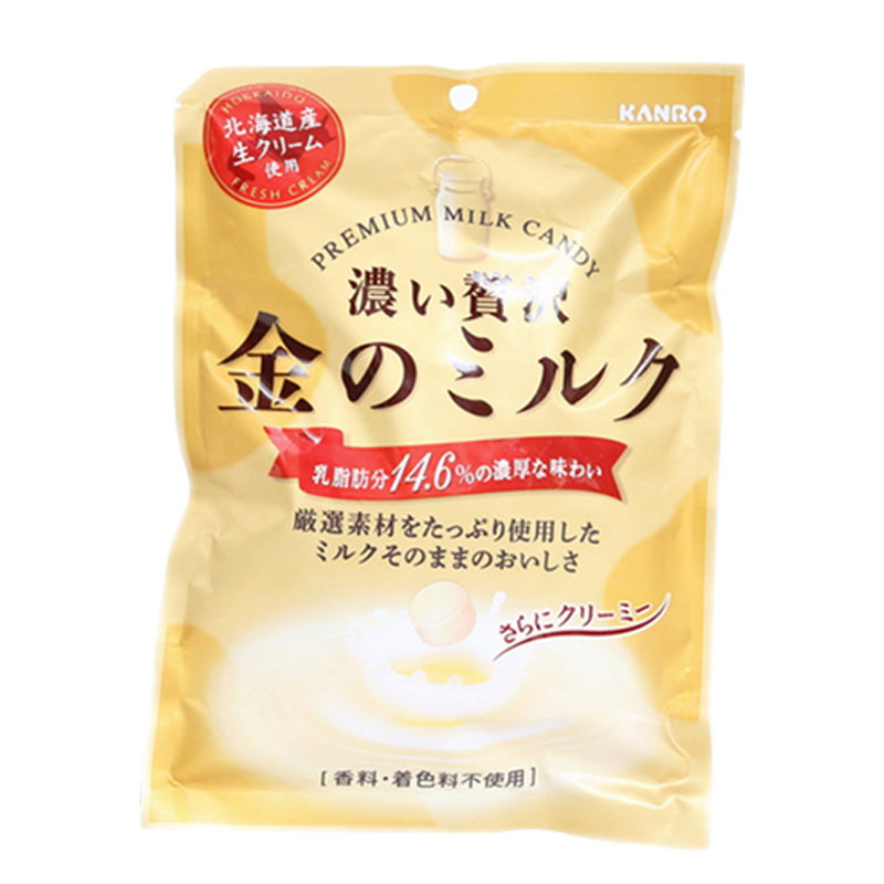 日本甘露kanro金牌金的超浓牛奶糖北海道金黄奶糖奶源80g