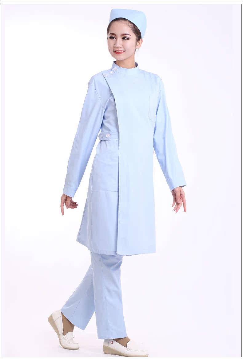 佳姿蝶护士服冬装长袖定制立领美容服导医服药店工作服白大褂