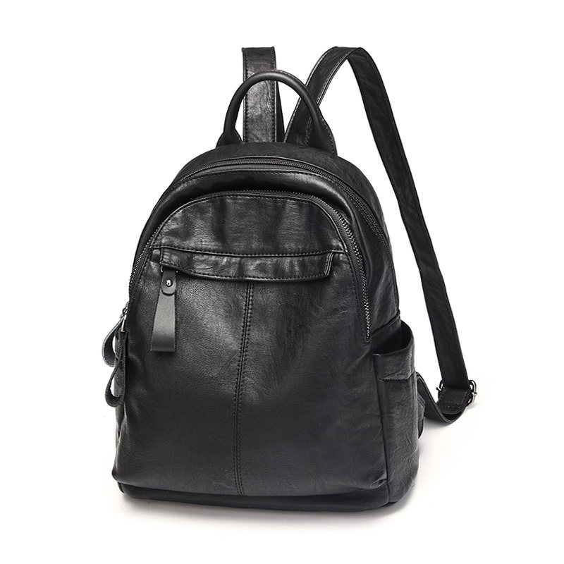 真皮女士双肩包2018新款欧美时尚百搭牛皮书