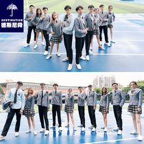 British college style school uniform Games Young teacher suit Middle school students spring and autumn four-piece suit University high school class suit