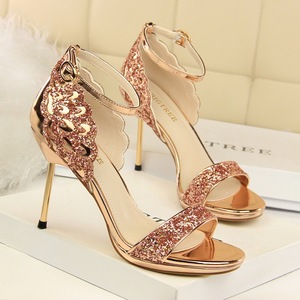 923-11 European and American fashion sexy high heels for women's shoes heel nightclub with waterproof sequins one w