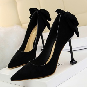 17175-2 han edition sexy show thin thin high heels for women’s shoes with high heels suede shallow mouth pointed bow sin