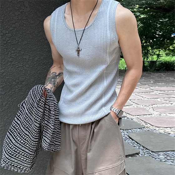 MRDONG Korean men's clothing purchasing agent summer cold cotton knitted vertical stripe texture slim sleeveless T-shirt sports vest
MRDONG Korean men's clothing purchasing agent summer cold cotton knitted vertical stripe texture slim sleeveless T-shirt sports vest