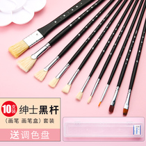 Left Drawing Water Powder Paintbrush Suit Watercolor Paintbrush Platoon Fine Arts Raw special flat head nylon round head pen brush color C