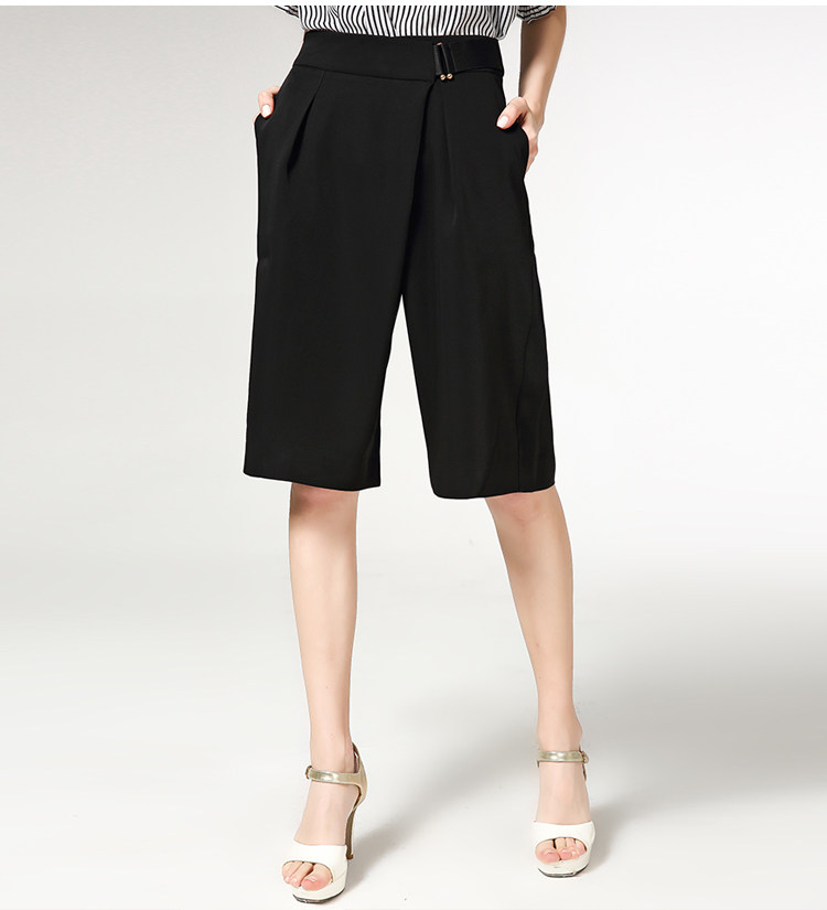 五分阔腿裤女夏高腰雪纺裙裤简约百搭女中裤宽
