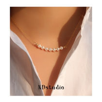 ND* bathing without picking up a pair of two wear * Shih family pearl beauty 14K bag gold adjustable necklace autumn and winter advanced sensation