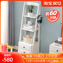 Nordic solid wood bookcase home bedside bookshelf shelf floor modern simple living room flower shelf storage cabinet