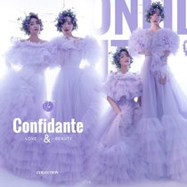 2020 Vera Explosive Mori Girl Dream Flower Fairy Purple Color Yarn Dress Studio Girlfriend Photo Wedding Wedding