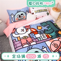 (Fuji Store)Cute new Japanese illustration cotton four-piece set cotton Kawaii 3 four-piece flying pink pig