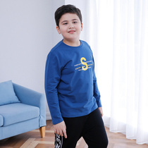 Fat boy spring and autumn coat Big Boy and Fat large and loose cotton fat children large size long sleeve T-shirt tide