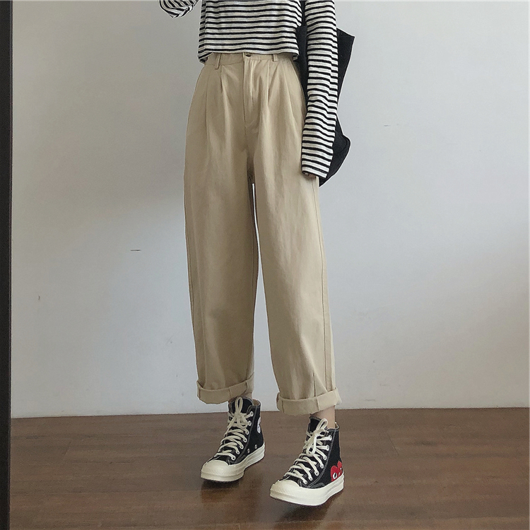 Suitable for pants with thick hips and thighs, loose and thin, student straight pants, large size, fat sister, mm overalls, casual pants, trendy