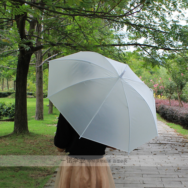 抢购爆款小白伞活动道具涂鸦绘画伞纯白色长柄自动雨伞摄影婚礼伞