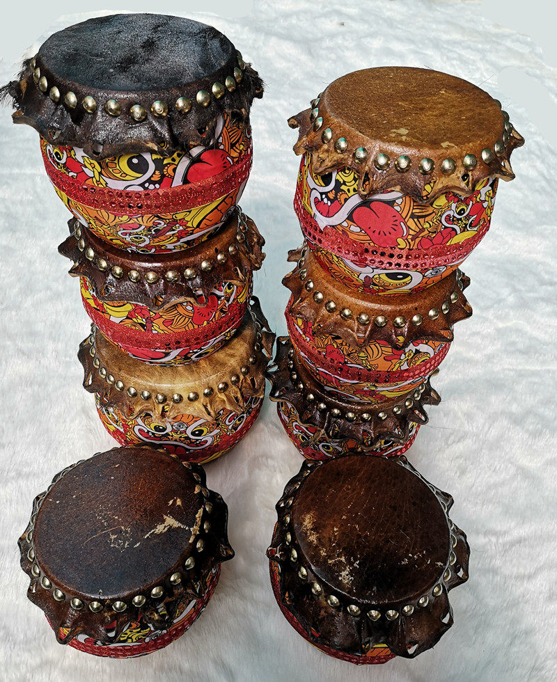 儿童舞狮鼓5寸6寸狮鼓醒狮鼓牛皮鼓头层牛皮狮鼓黑牛皮鼓小狮鼓