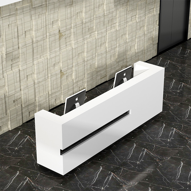 公司迎宾前台定制简约现代烤漆谘询吧台异形创意收银台前台接待台_7折