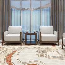 Modern new Chinese high-end business talks reception room VIP meeting sofa office The guest solid wood single position