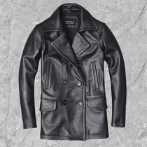 The first layer of cowhide leather leather clothing mens windbreaker medium-length lapel large size pure leather jacket factory to pick up leakage single coat