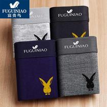Fugui Bird Mens Underwear Mens Pure Cotton Flat Corner Pants Antibacterial and Bottoms Pants underpants Underpants Pants Head Trendy Personality