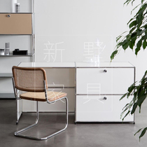 Middle antique white desk desk with cabinet simple modern home single writing desk computer desk Bauhaus table