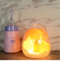 Himalayan salt lamp Oblique mouth glass ice crack salt lamp Dimmable night light Creative Bedroom balcony Light Salt lamp