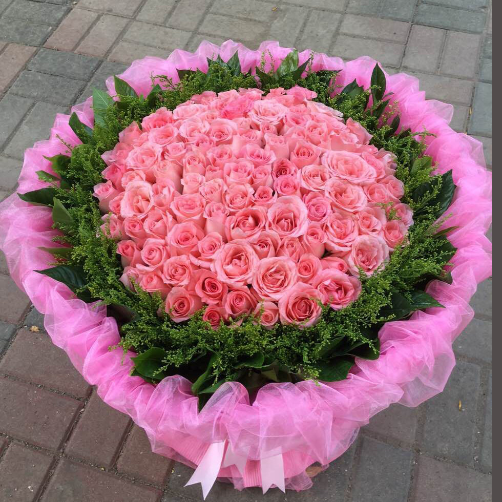 天津鲜花99朵红粉香槟玫瑰花束同城速递生日求婚鲜花礼盒免费配送