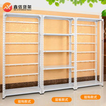 Angle steel storage shelf multi-layer mobile phone accessories display rack socks adhesive hook casual snacks landing Island iron shelf