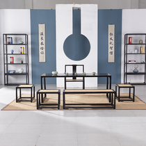 New Chinese tea table and chair combination solid wood kung fu tea table Zen white wax wood tea table simple tea room famous furniture