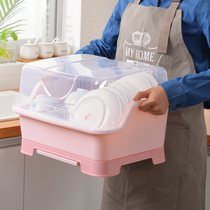 Chopsticks storage box Bowl box Drain bowl rack Kitchen household with lid bowl dish rack Plastic cupboard