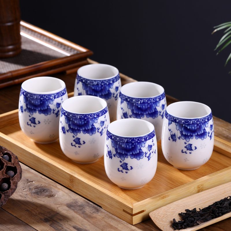Jingdezhen ceramic cups tea six pack tea tray was home to use individual single CPU contracted Japanese tea cups