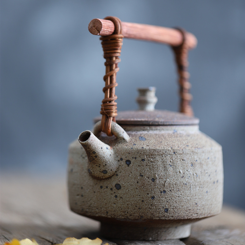 Poly real view jingdezhen coarse pottery pot of thick manual firewood big teapot with wooden handle girder ceramic powder bug eat by moth big teapot