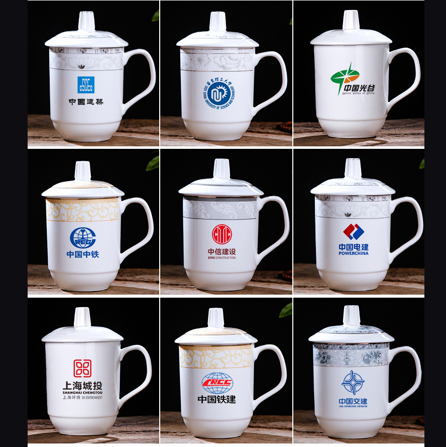 Jingdezhen ceramic cups with cover household water cup men 's large tea cup keller cup personal participating in the meeting