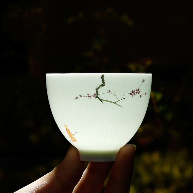 The Poly real boutique scene masters cup kung fu jingdezhen ceramic sample tea cup hand - made white porcelain cups celadon tea set S