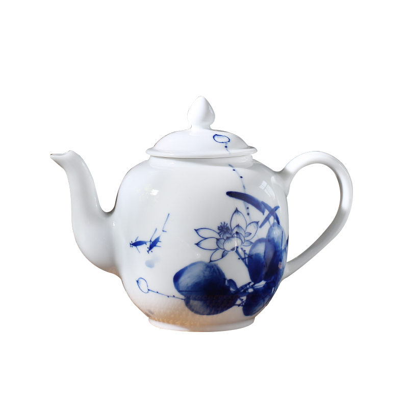 Poly real scene of jingdezhen ceramic teapot high - capacity hand - made filtering of blue and white porcelain household kung fu single pot Chinese teapot