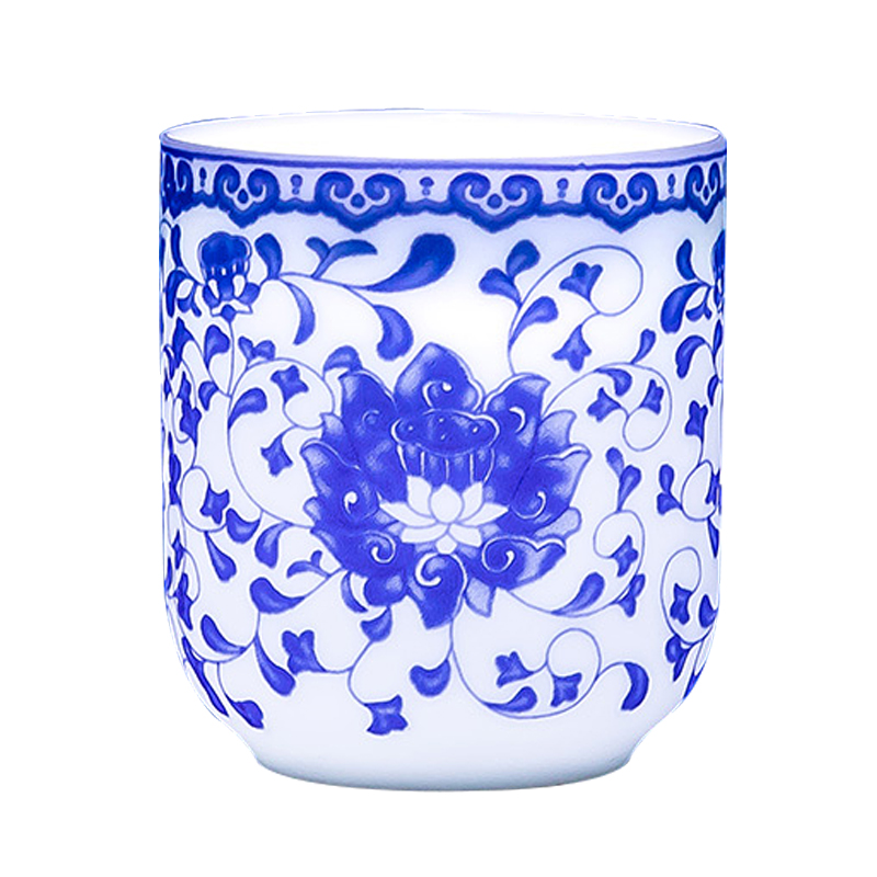 Blue and white porcelain of jingdezhen ceramic colored enamel kung fu noggin household single CPU personal special master cup sample tea cup