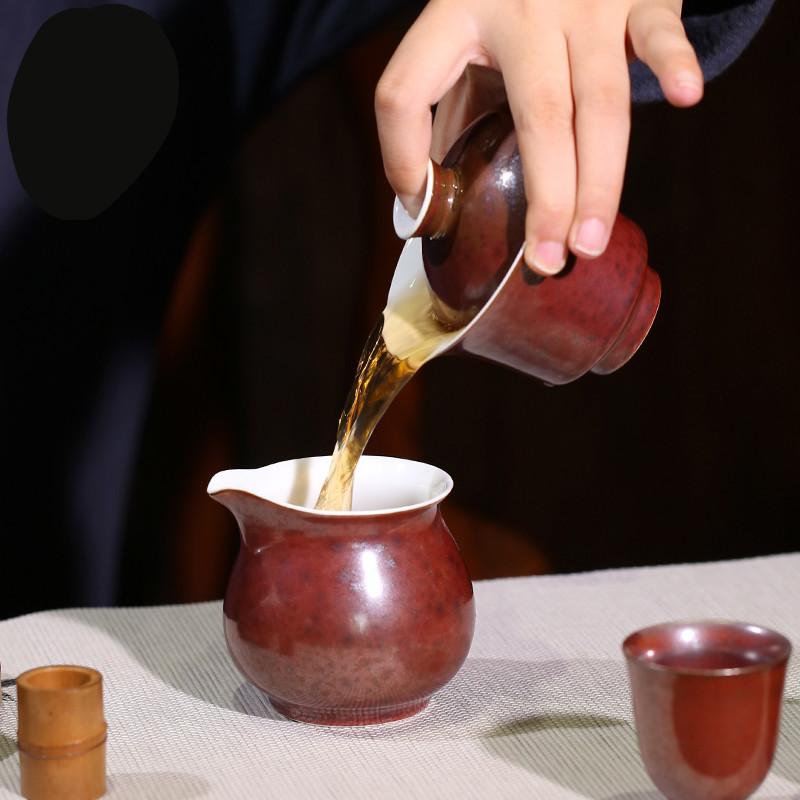 The Poly real boutique scene. The Tea set kung fu Tea set household contracted 6 pack of jingdezhen ceramic ji red cup