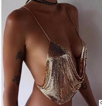 Multi-color European station ebay Amazon explosive sexy bandeau metal sequined suspender belly pocket nightclub style