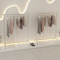 Stainless steel brushed clothing store display stand on the floor wall front side hanging womens clothing rack Zhongdao display shelf wheels